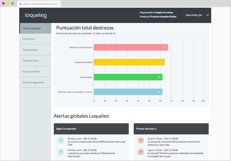 Plataforma de comprensión lectora